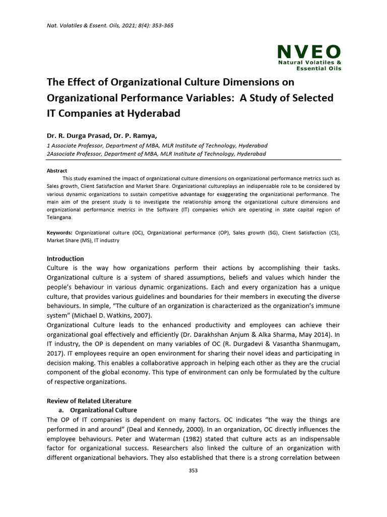 Impact of Culture on IT Performance | PDF | Organizational Culture ...