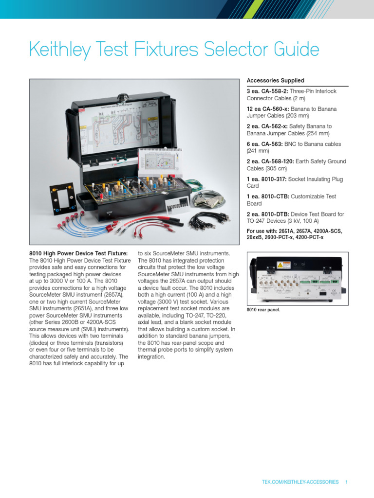 1kw 4674 1 Keithley Test Fixtures Selector Guide 100622 Pdf
