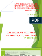 Calendar of Activities For SY 2023
