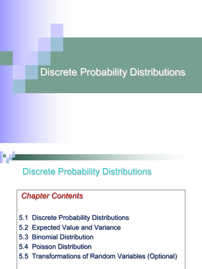 Chap05 discrete random variables pdf probability distribution