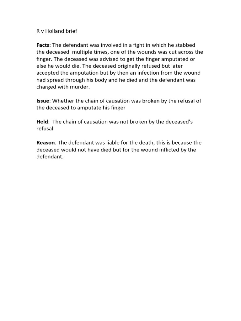 R V Holland Brief PDF