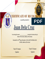 Certificate of Recognition: Juan Dela Cruz