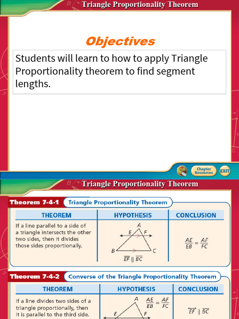 Triangle Proportionality Theorem Guide | PDF | Triangle | Theorem