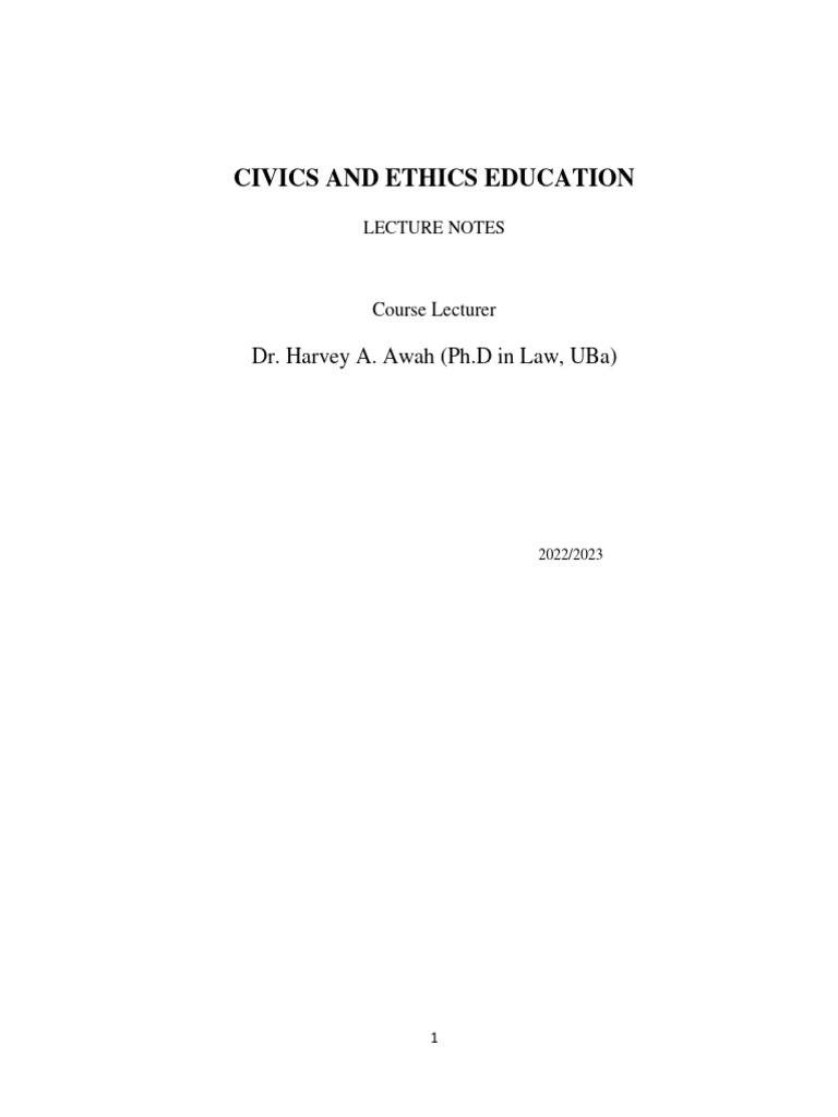 Civics and Ethics Education Overview | PDF | State (Polity) | Citizenship