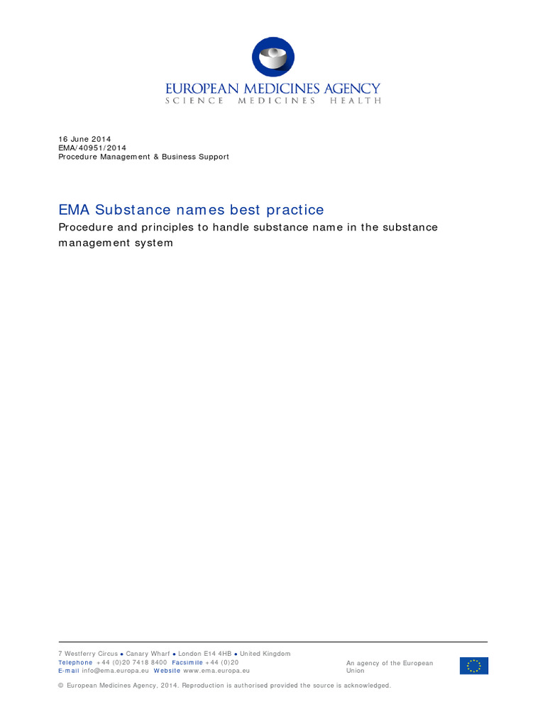 EMA Substance Names Best Practices | PDF | Polymers | Copolymer