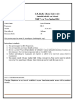 Law of Taxation - Mid Semester Test