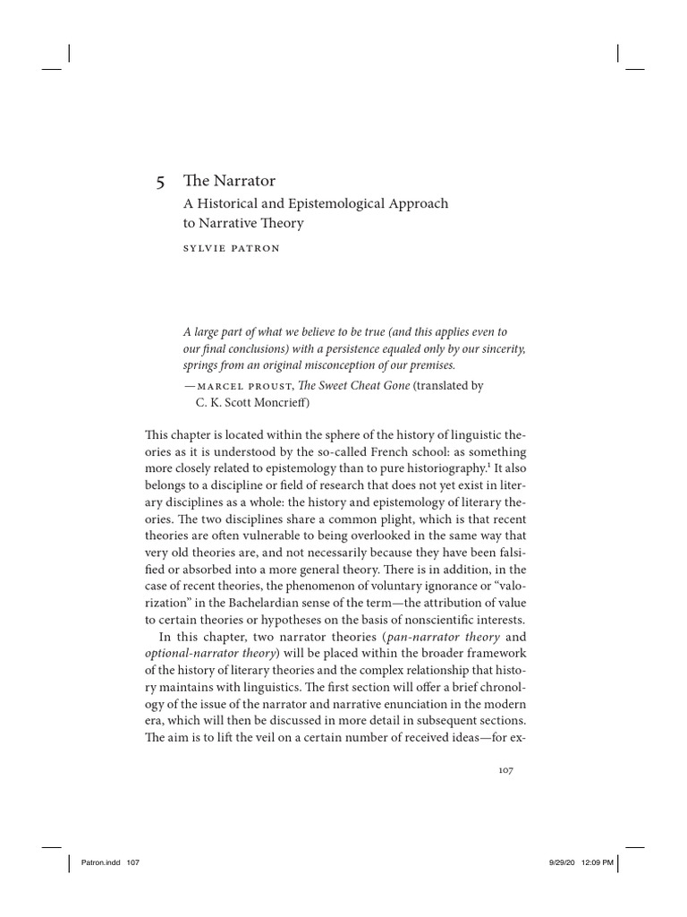 The Narrator, A Historical and Epistemological Approach To Narrative ...