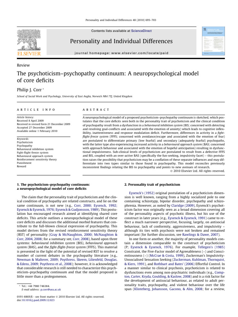 Personality and Individual Differences: Philip J. Corr | PDF ...