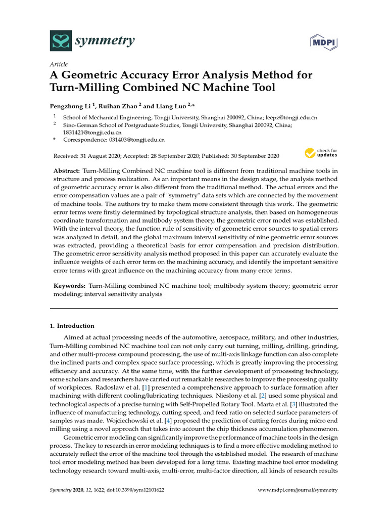 A Geometric Accuracy Error Analysis Method For Turn-Milling Combined NC ...