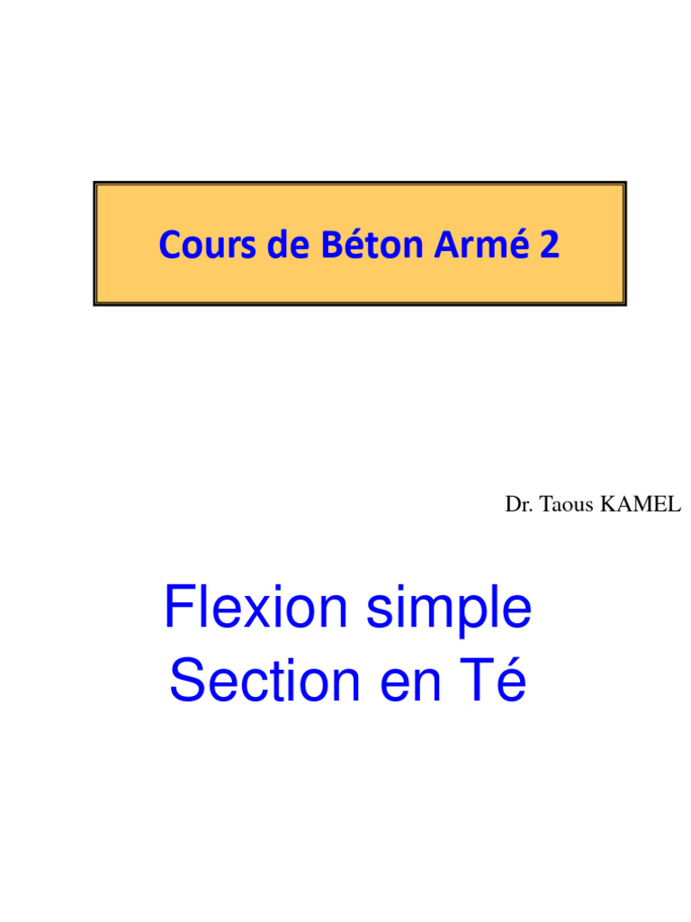 Flexion Simple des Poutres en T | PDF | Flexion (matériau) | Béton armé