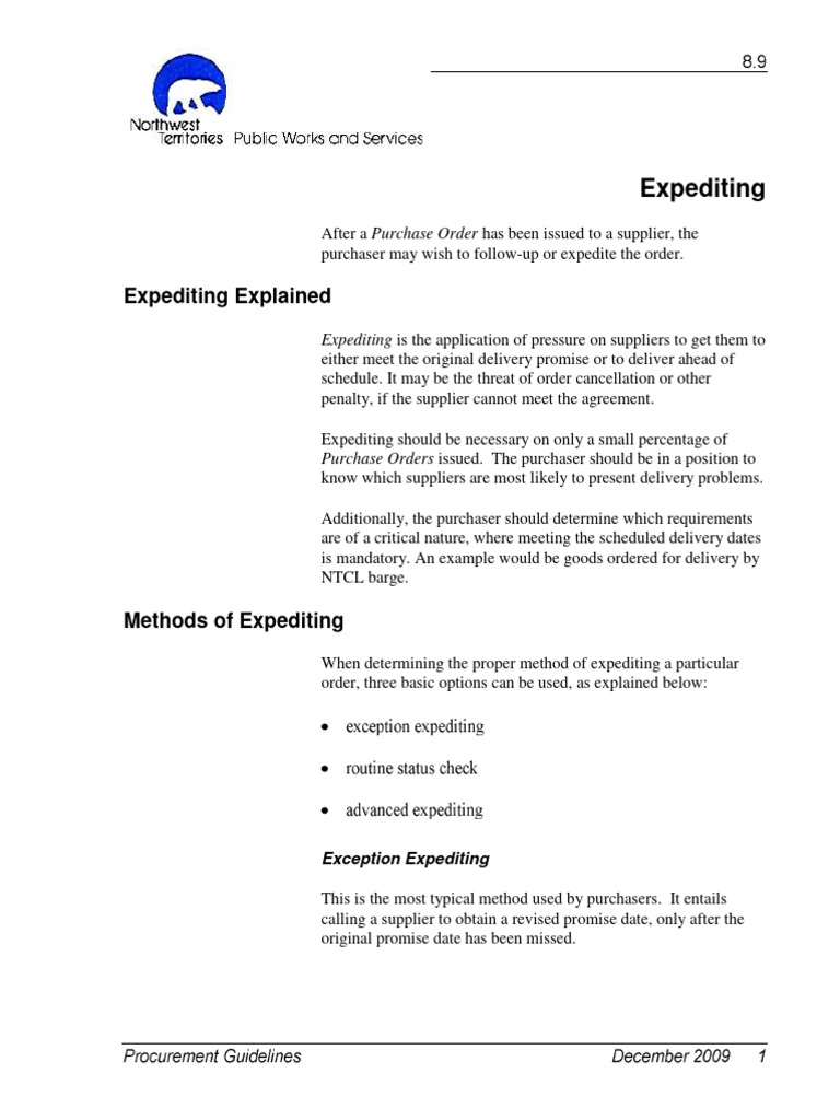 8.8 Expediting | PDF