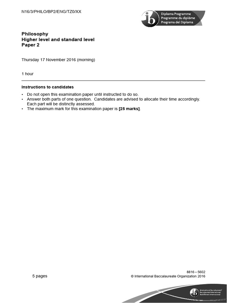 IB Philosophy Paper 2 Exam Guide | PDF | René Descartes | Laozi