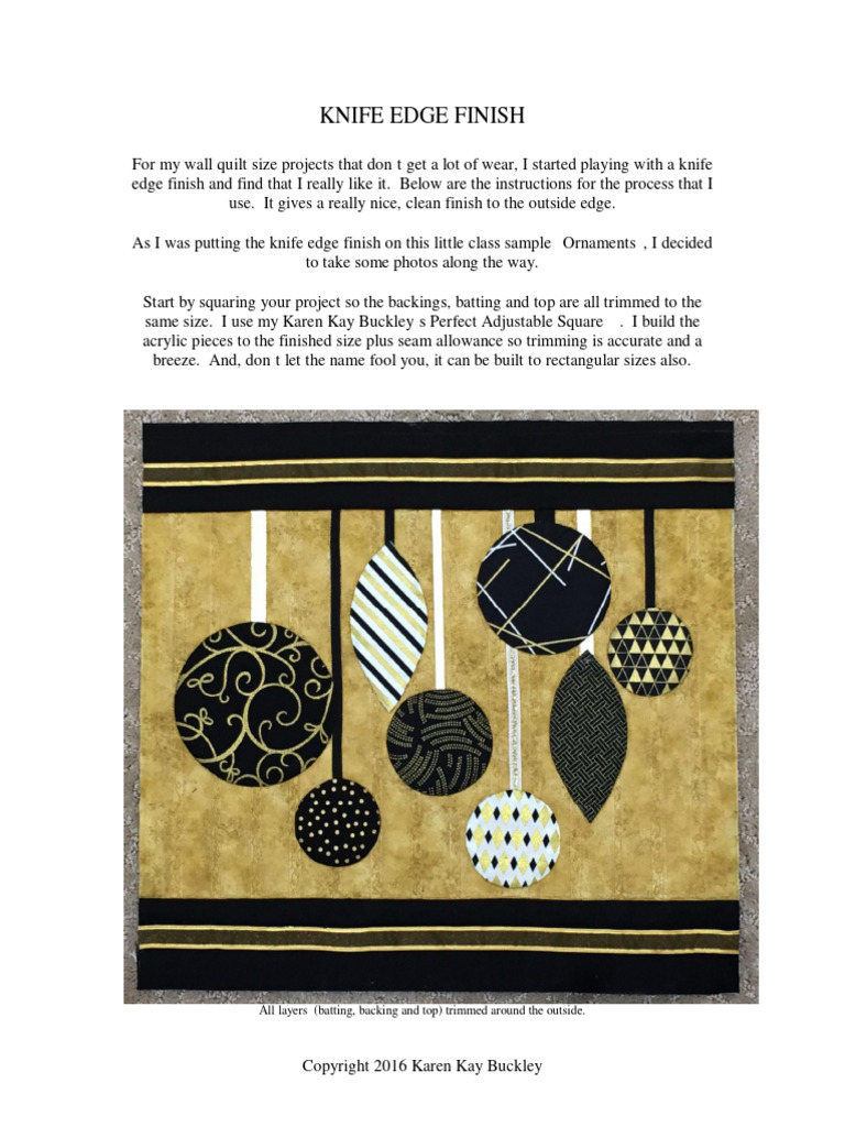 Knife Edge Finish PDF Seam (Sewing) Quilt