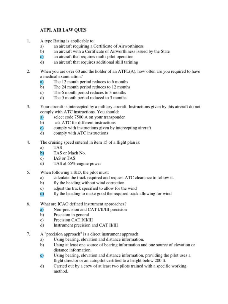 ATPL Air Law Exam Questions | PDF | Instrument Flight Rules | Air ...