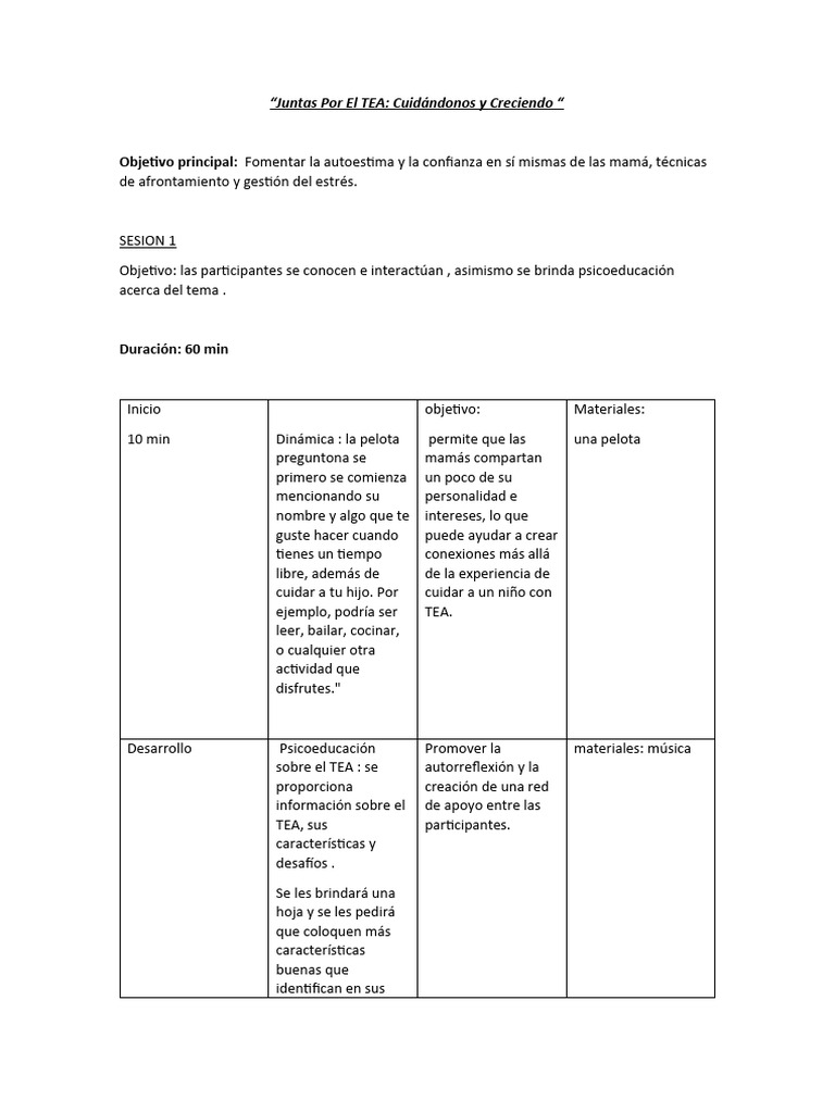 Taller para Mamás Con Hijos Tea | PDF