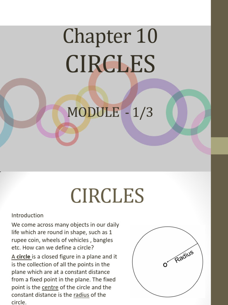Class 9 Maths Circles Module 1 | PDF | Circle | Triangle Geometry