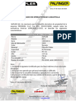 CERTIFICADO DE CANASTILLA PROSEGEL Z011 II Vcto. 07.09.2024