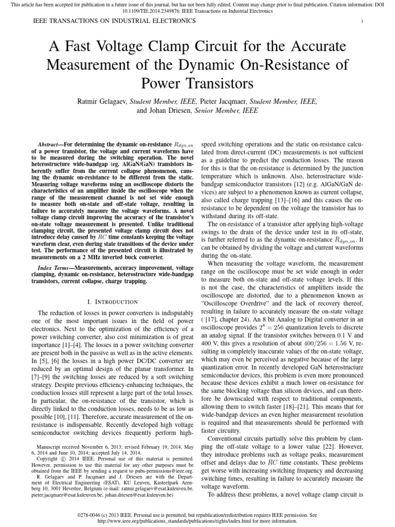 aspublishedonIEEEXplore TIE2349876 | PDF | Transistor | Field Effect ...