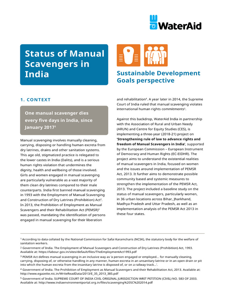 Manual Scavenging: Rights and Realities | PDF | Sanitation | Hygiene