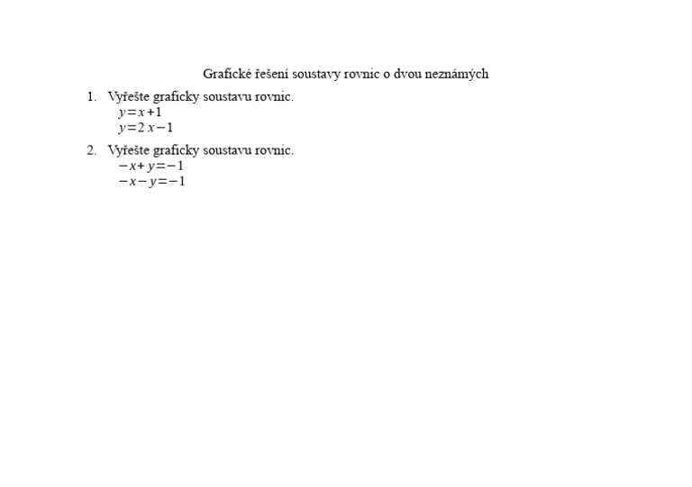 005a Grafické Řešení Soustavy Lineárních Rovnic o Dvou Neznámých | PDF