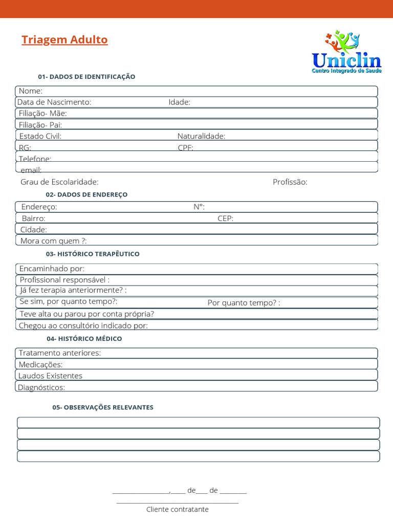 Formulário de Triagem para Adultos | PDF
