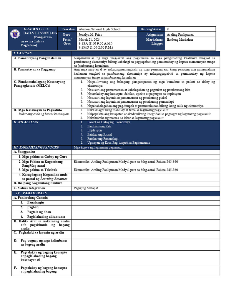 DLL Lagumang Pagsusulit | PDF