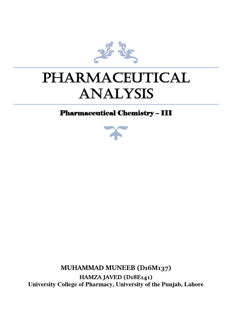 Muneeb Pharmaceutical Analysis Notes Pdf Mole Unit Analytical