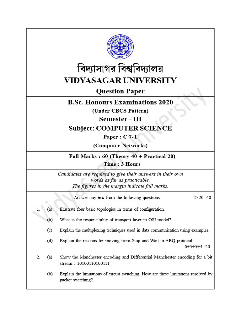 Computer Networks Exam Paper 2020 | PDF | Computer Network | Data ...