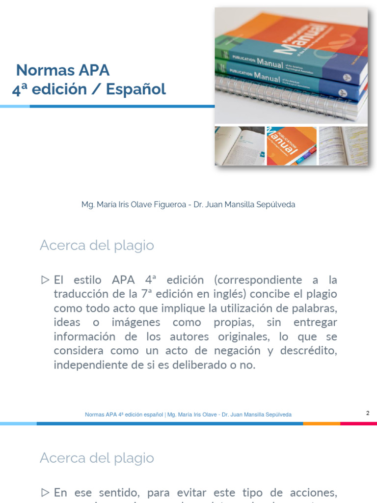 Normas APA 4a Edición - 2021 - V4 | PDF | Plagio | Estilo apa