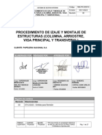 Procedimiento de Izaje y Montaje de Estructuras (Columna, Arriostres, Viga Principal y Trasnversal) .