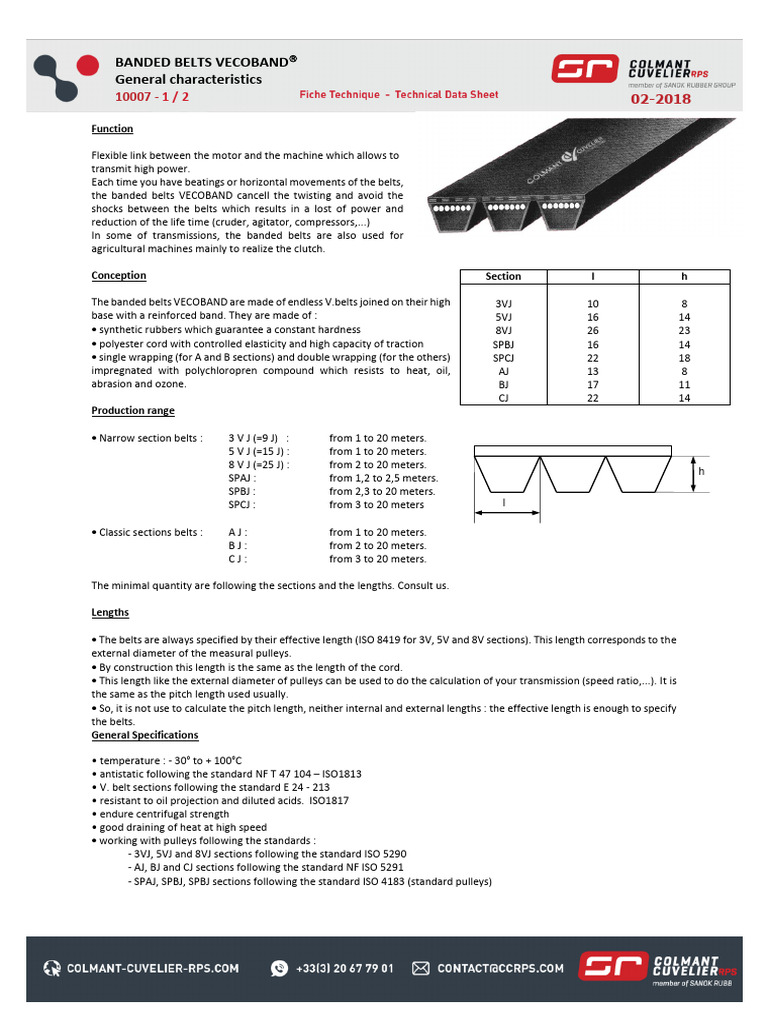 Banded Belts Vecoband Specifications | PDF | Belt (Mechanical ...