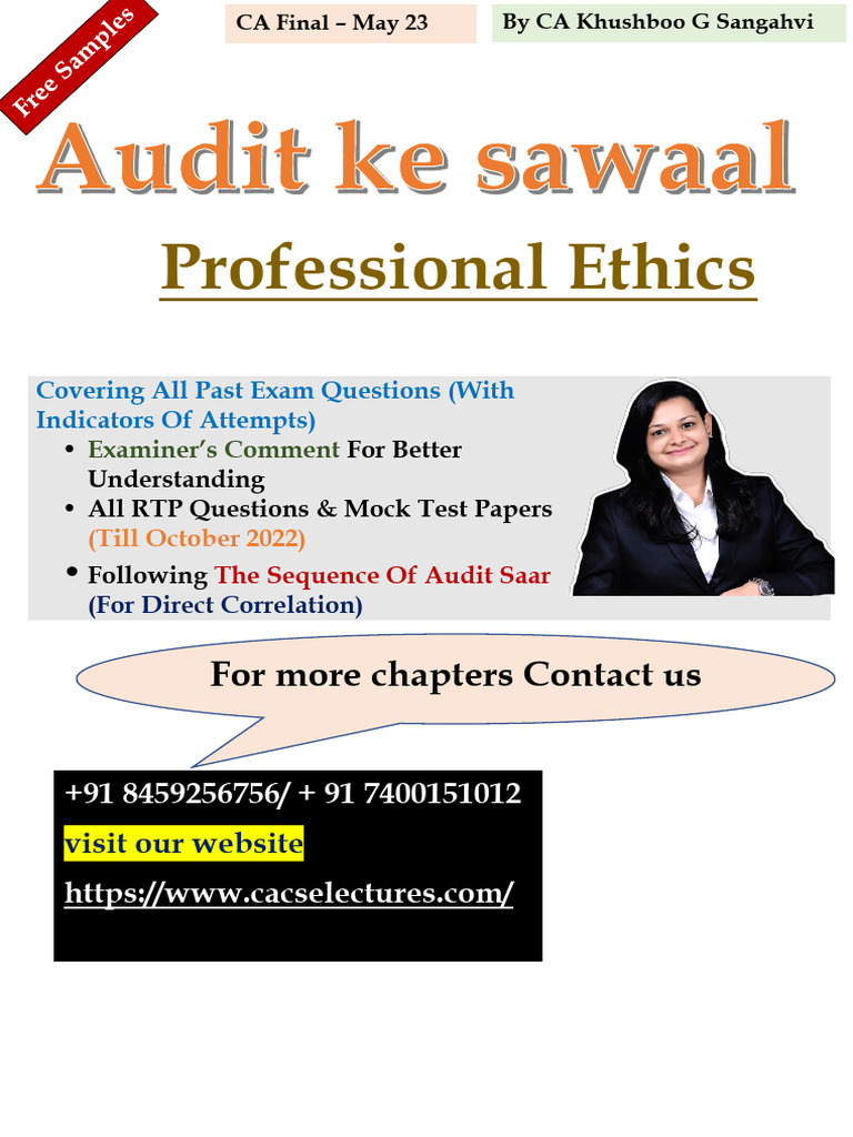 Professional Ethics in CA Final Auditing | PDF | Audit | Financial ...