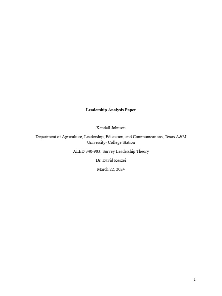 Leadership Analysis Example