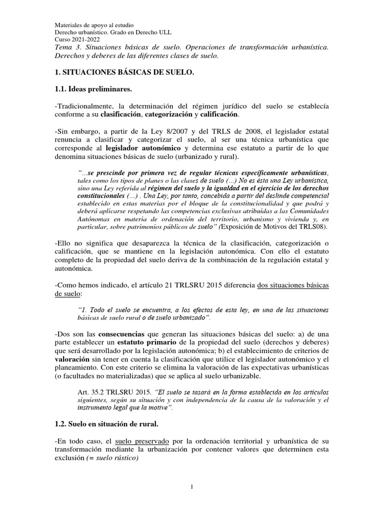 Tema 3 Derecho Urbanistico | PDF | Planificación urbana | Ley de ...