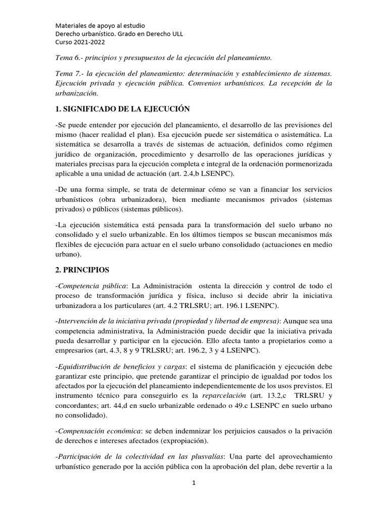 Tema 6-7 Derecho Urbanistico | PDF | Planificación urbana | Dominio ...