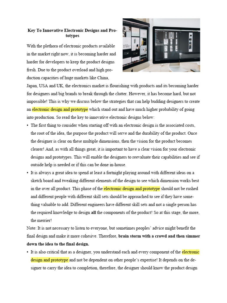 Innovative Strategies for Electronic Prototypes | PDF | Business