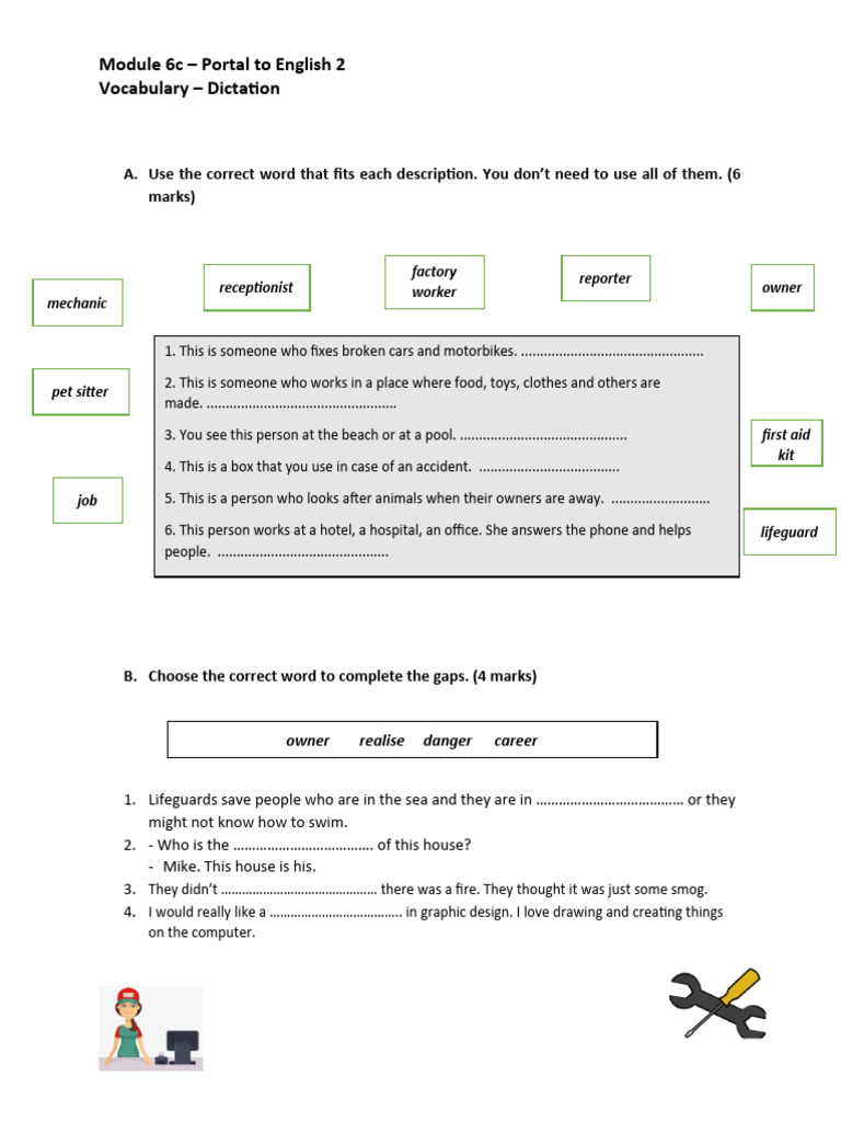 Vocabulary and Dictation Exercises | PDF