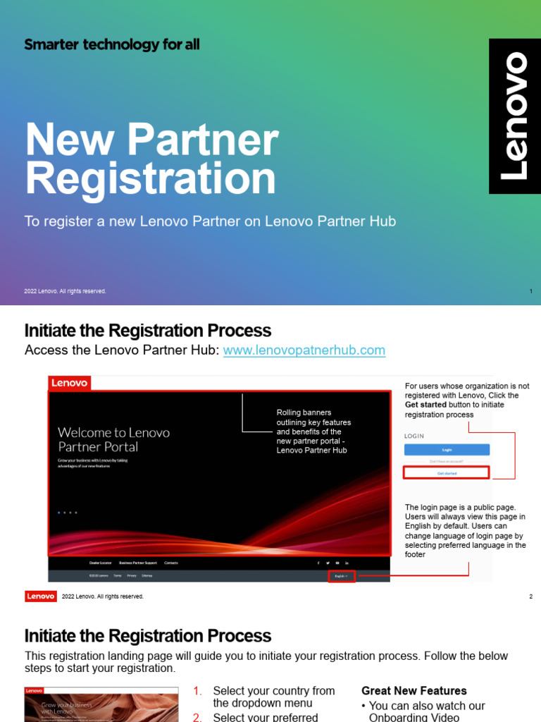 Lenovo Partner Hub Registration Guide | PDF | Login | Computing