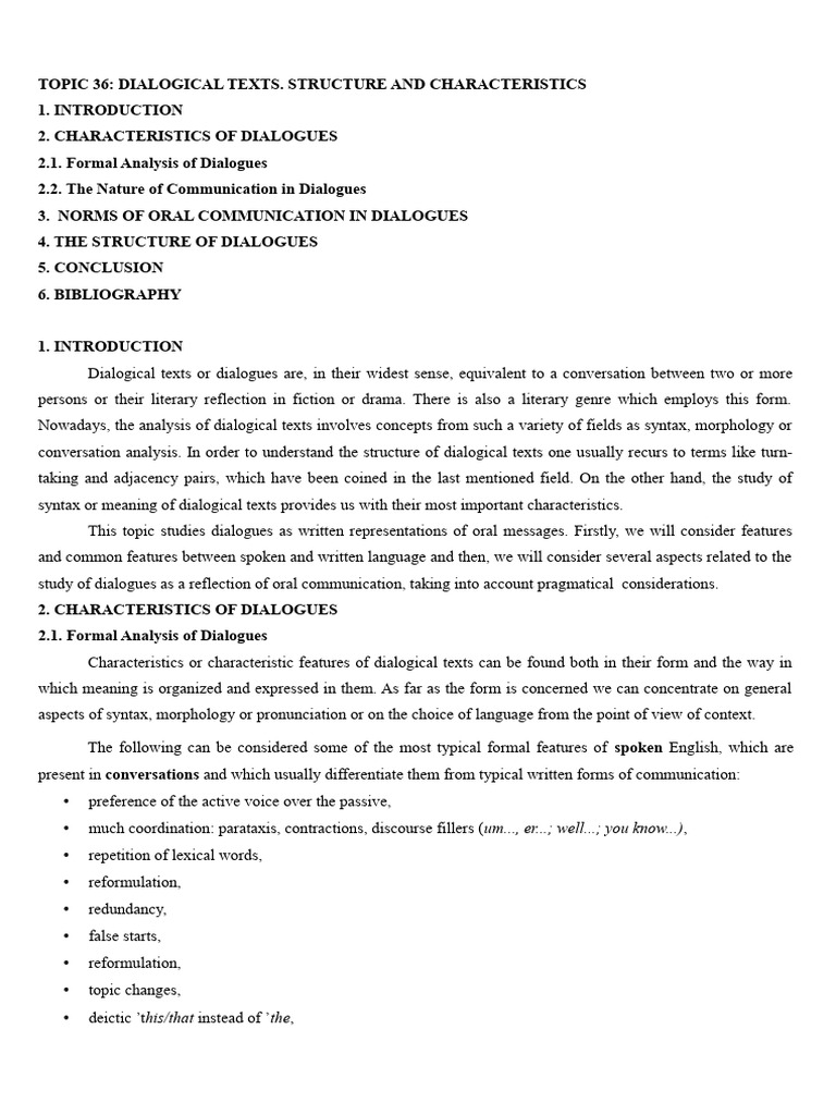 Topic 36 Dialogical Texts. | PDF | Linguistics | Human Communication