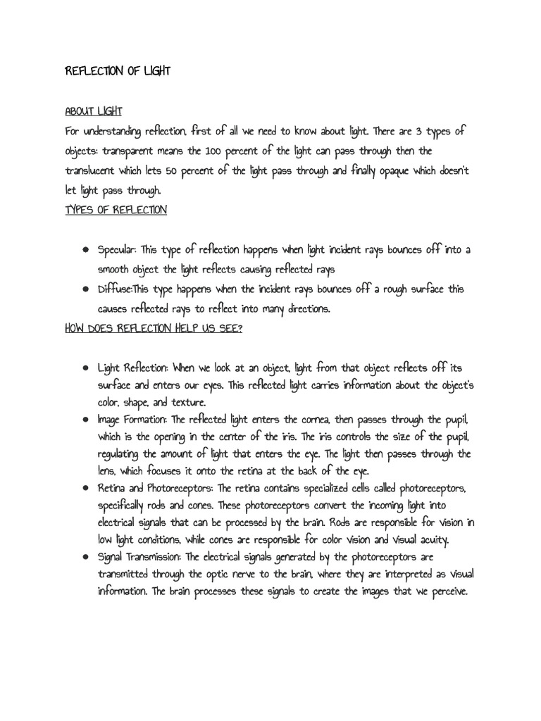 Reflection of light pdf
