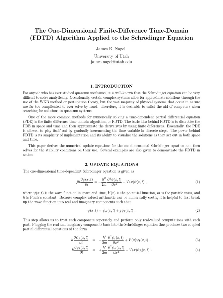 Schrodinger FDTD | PDF | Partial Differential Equation | Schrödinger ...
