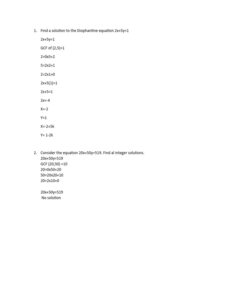 Diophantine assignment pdf