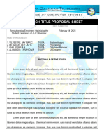 Research Title Proposal Sheet
