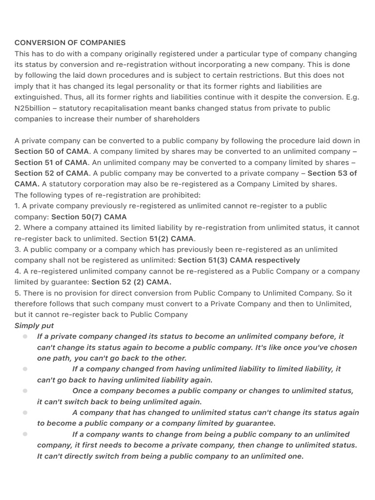 Company Conversion Procedures and Rules | PDF | Public Limited Company ...