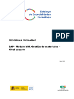 IFCT82 - SAP - Módulo MM, Gestión de Materiales - NIVEL USUARIO