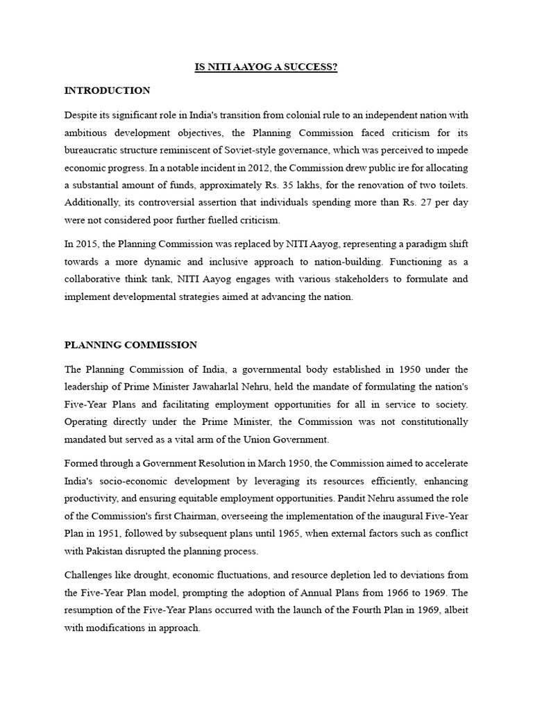 Niti Aayog Pdf Governance Policy