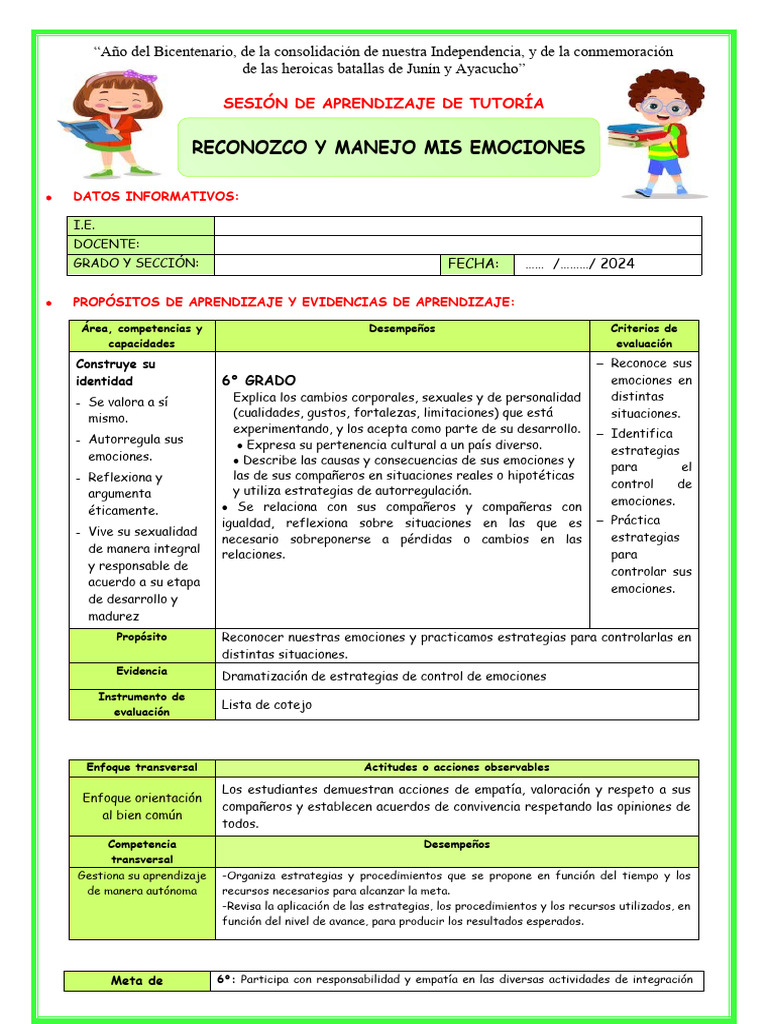 Estrategias para Manejar Emociones en Clase | PDF | Las emociones ...