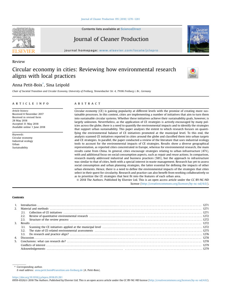 Circular Economy Strategies in Urban Areas | PDF | Natural Environment ...