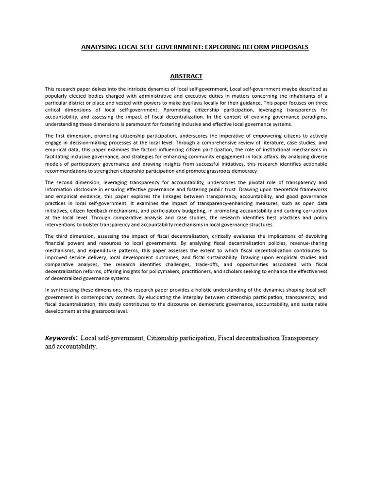 Analysing local self government pdf governance public participation