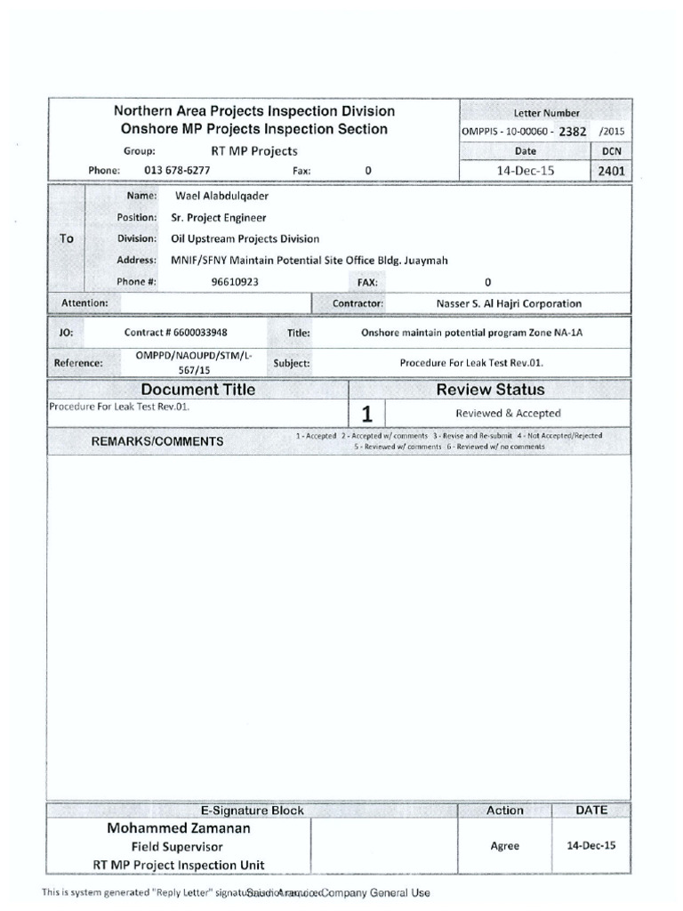 NSH-SAOMPP-QCP-IN-003 - 01 Procedure For Leak Test | PDF